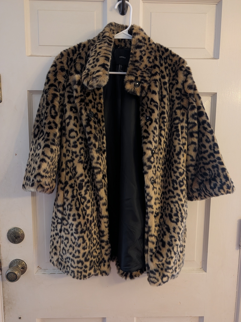 Faux Fur Leopard Coat - Brown Leopard